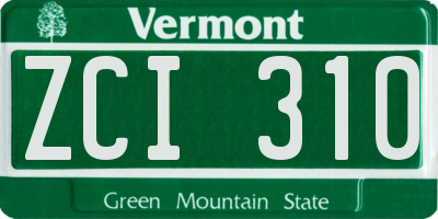 VT license plate ZCI310