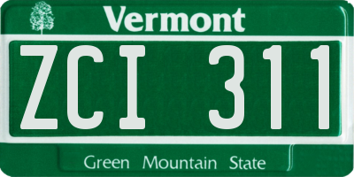 VT license plate ZCI311