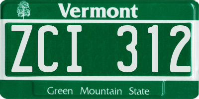 VT license plate ZCI312