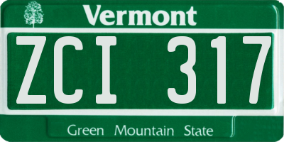 VT license plate ZCI317