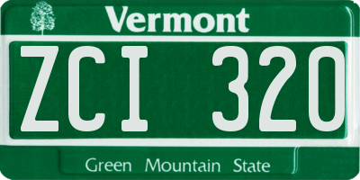 VT license plate ZCI320