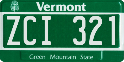 VT license plate ZCI321
