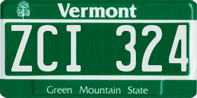 VT license plate ZCI324