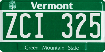 VT license plate ZCI325