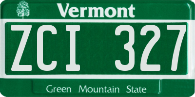 VT license plate ZCI327