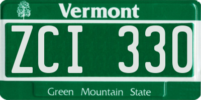 VT license plate ZCI330