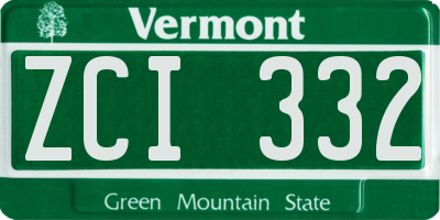 VT license plate ZCI332