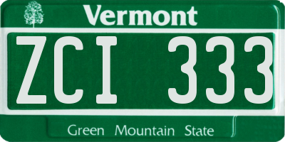 VT license plate ZCI333