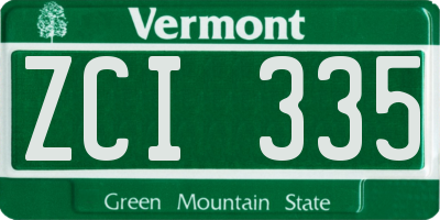 VT license plate ZCI335