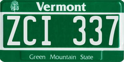 VT license plate ZCI337