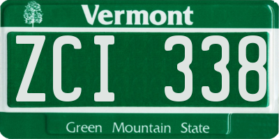 VT license plate ZCI338