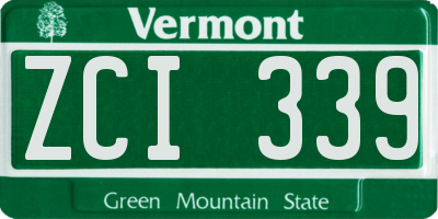 VT license plate ZCI339