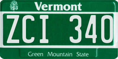 VT license plate ZCI340