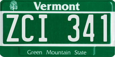 VT license plate ZCI341