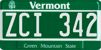 VT license plate ZCI342