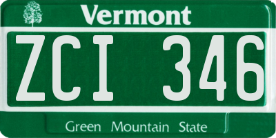 VT license plate ZCI346
