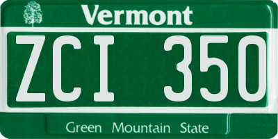 VT license plate ZCI350