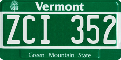 VT license plate ZCI352