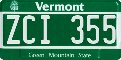 VT license plate ZCI355