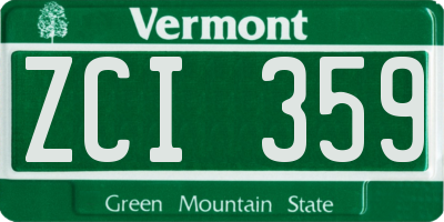VT license plate ZCI359