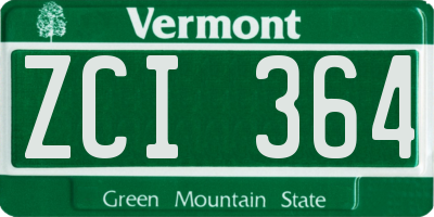 VT license plate ZCI364