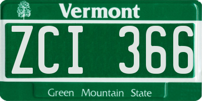 VT license plate ZCI366