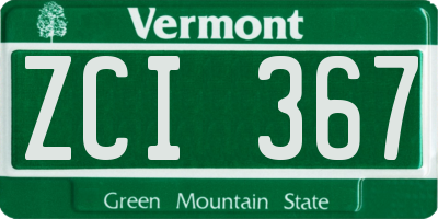 VT license plate ZCI367