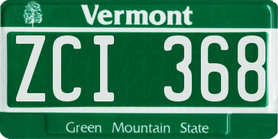 VT license plate ZCI368