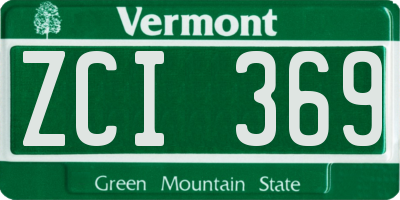 VT license plate ZCI369