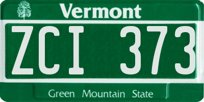VT license plate ZCI373