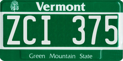 VT license plate ZCI375