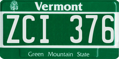 VT license plate ZCI376