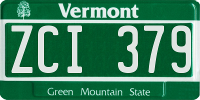 VT license plate ZCI379