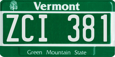 VT license plate ZCI381