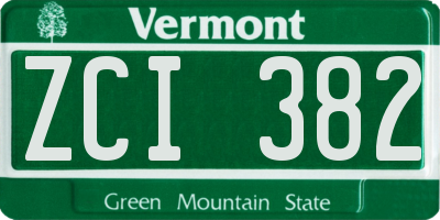VT license plate ZCI382