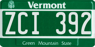 VT license plate ZCI392