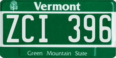 VT license plate ZCI396