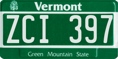 VT license plate ZCI397