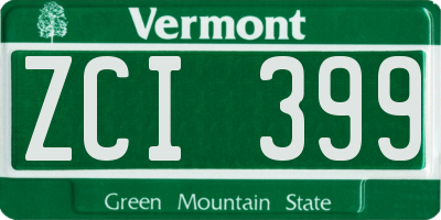 VT license plate ZCI399