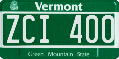 VT license plate ZCI400