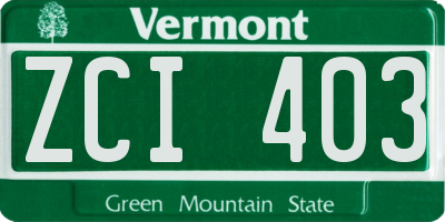 VT license plate ZCI403