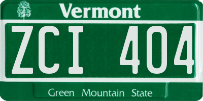 VT license plate ZCI404