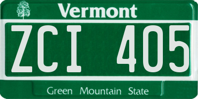 VT license plate ZCI405