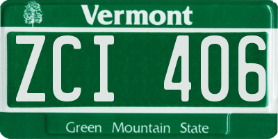 VT license plate ZCI406
