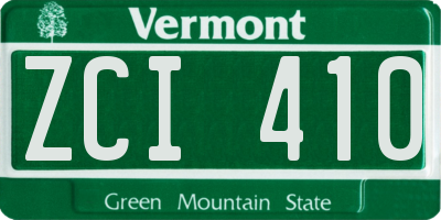 VT license plate ZCI410