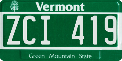 VT license plate ZCI419