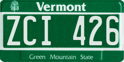 VT license plate ZCI426