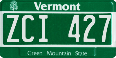 VT license plate ZCI427