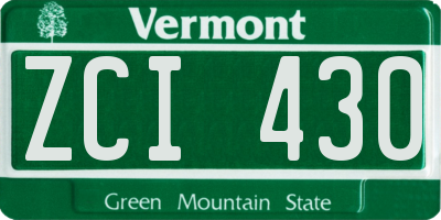 VT license plate ZCI430