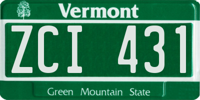 VT license plate ZCI431